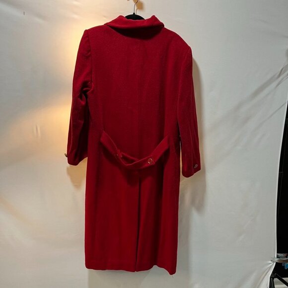 Worthington Red Wool Blend Double Breasted Long Coat Vintage Size 10 - Picture 10 of 13